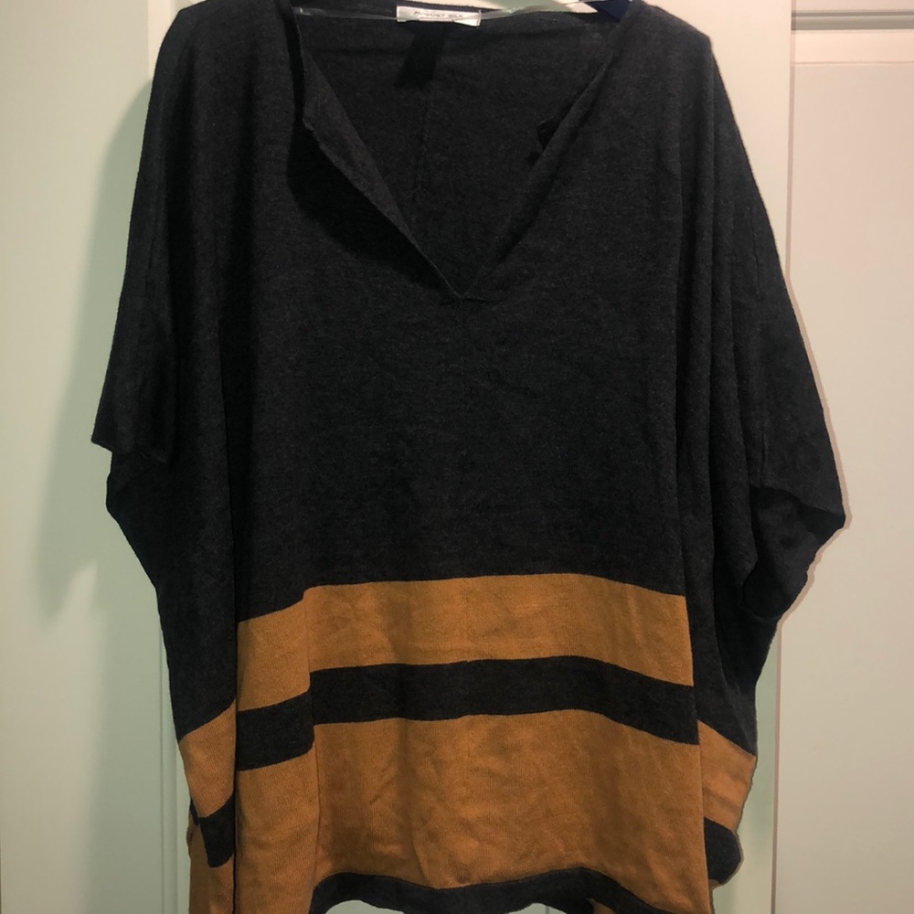 Grey and orange fall shawl